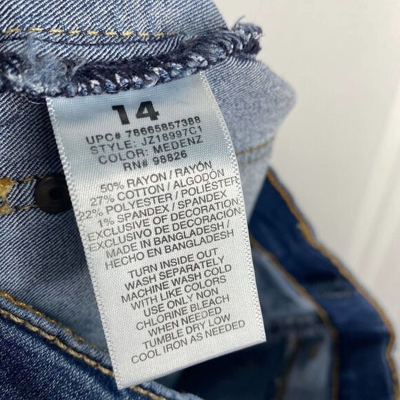 Jordache Premium Medenz Button Fly Raw Hem Shorts Girl's Size 14 Blue Summer - Picture 3 of 7